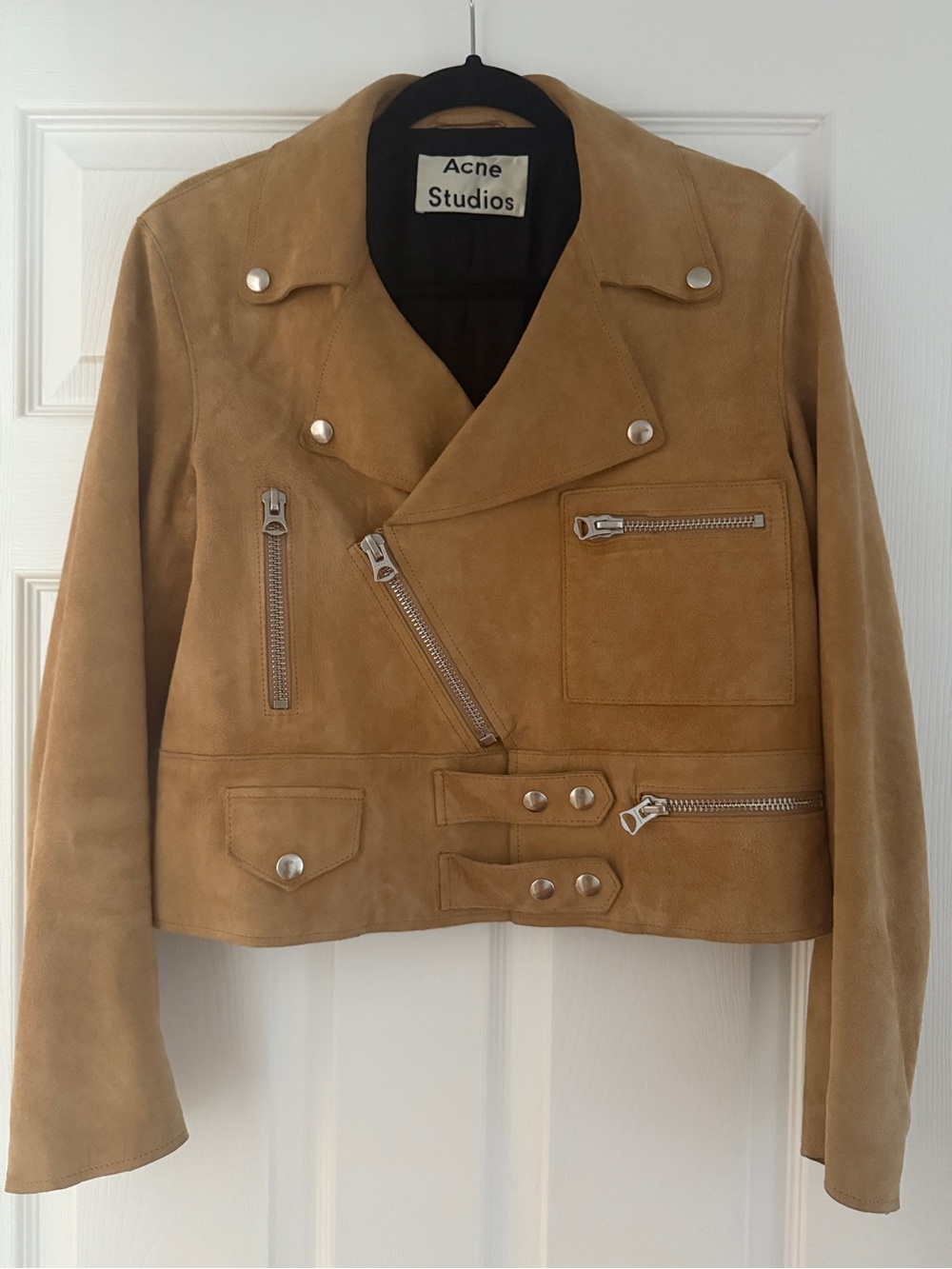 Acne Suede Moto Jacket in Camel